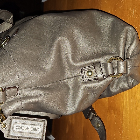 Coach Ashley Metallic Steel Leather Convertible Satchel Carryall Bag - Picture 5 of 12